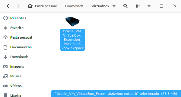 Pacote de extensão do VirtualBox